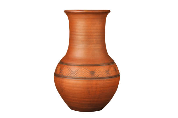 istock Ceramic brown old jug on white isolated background 1357285099