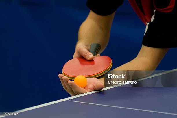 Mans Hands About To Serve A Game Of Table Tennis Stock Photo - Download Image Now - Table Tennis, Sport, Competition