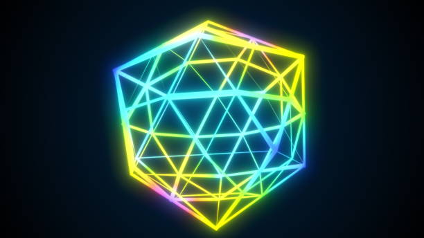 istock Neon crystal made of mesh lines 1357292403