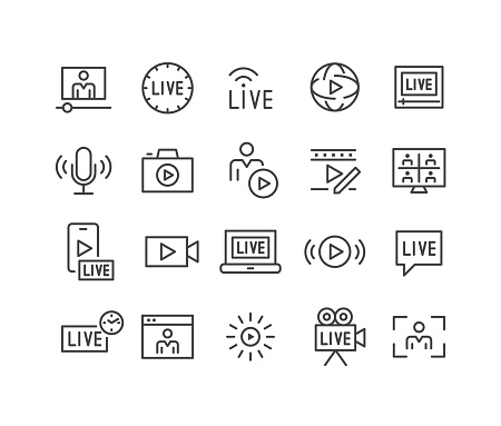 Editable Stroke - Video and Live - Line Icons