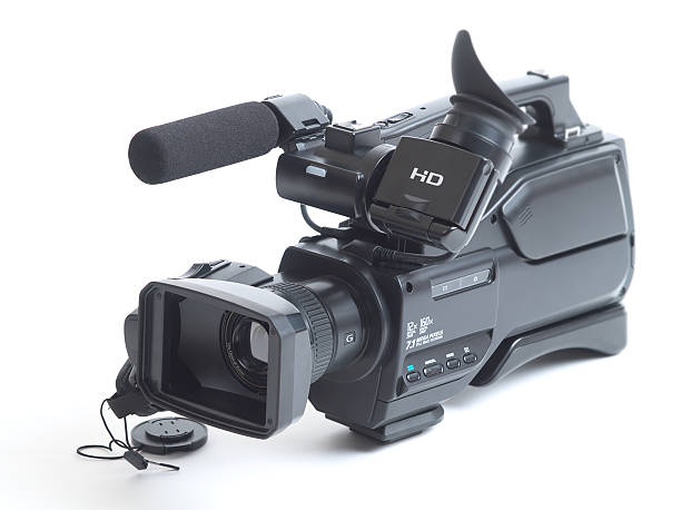 istock Close-up shot of a video camera isolated on a white backdrop 135729280