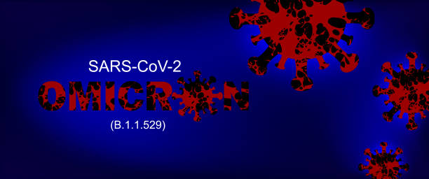 istock Coronavirus Omicron Variant Social media Banner on a blu background 1357293811