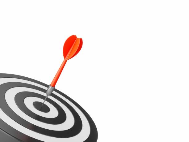 istock 3D Rendering Red Dart aim to Dartboard target Isolated on white Background 1357300542