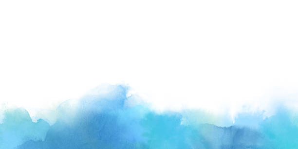 istock Light  blue abstract watercolor background frame on white. Watercolor texture and creative fluid paint gradients. Abstract watercolor 1357303430