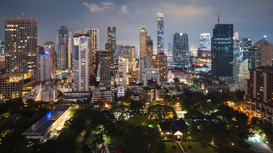 Bangkok Cityscapes and High Building at night