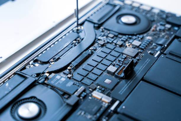 istock Maintenance pc. Maintenance repair engineer support. Computer technician service with laptop on hardware background. Electronic technology development concept. 1357309983