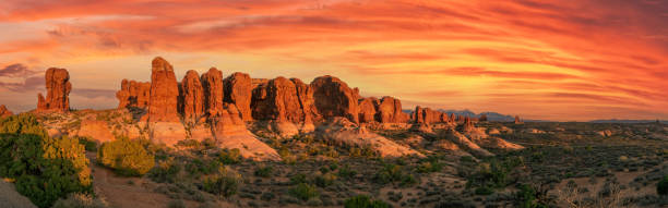 istock Arches National Park with red Sunset 1357311873