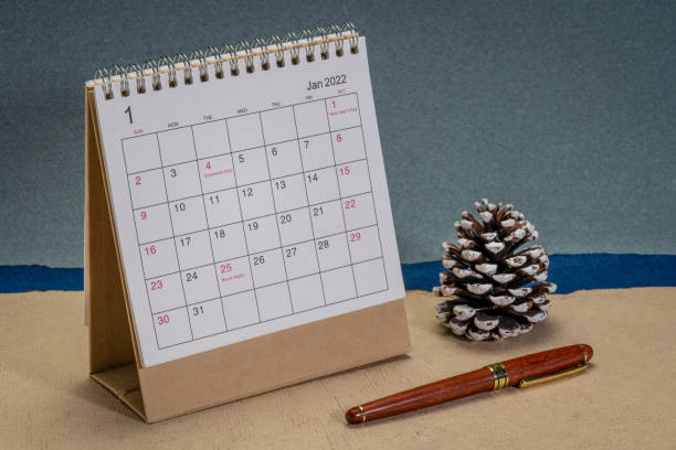 istock January 2022 - spiral desktop calendar 1357317973