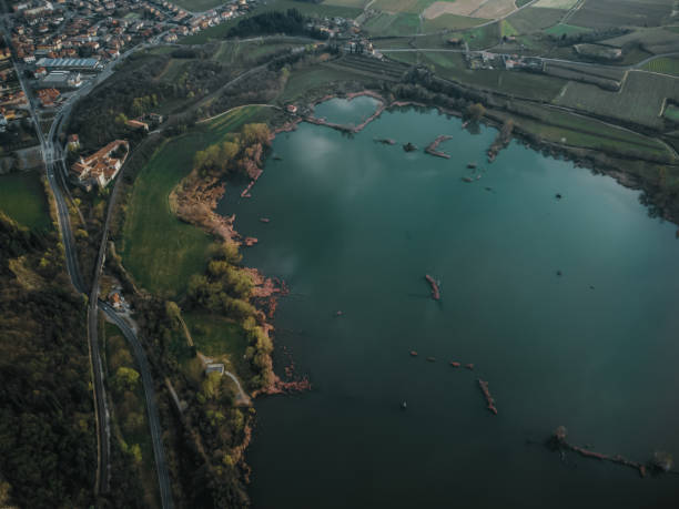 istock view on the lake from the drone 1357318029