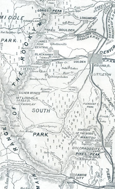 Map from late 19th Century 1860-1880's showing the areas around Denver including Garden of the Gods and Colorado City
