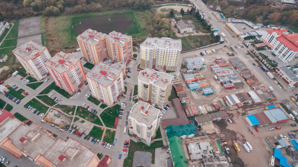 istock Aerial View of New Microdistrict in the Town 1357322487