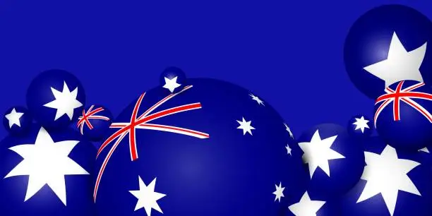 Vector illustration of Balls vector illustration with Australian flag design. Australia Independence Day background design