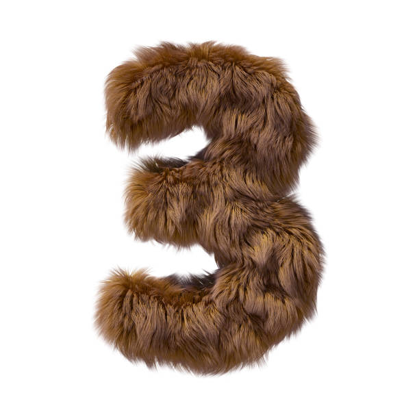 istock Brown teddy bear fur alphabet number 3 isolated on white background. 3D illustration. 1357323768