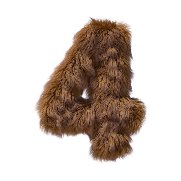 istock Brown teddy bear fur alphabet number 4 isolated on white background. 3D illustration. 1357323784
