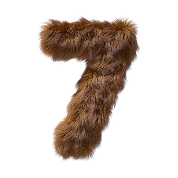 istock Brown teddy bear fur alphabet number 7 isolated on white background. 3D illustration. 1357323787