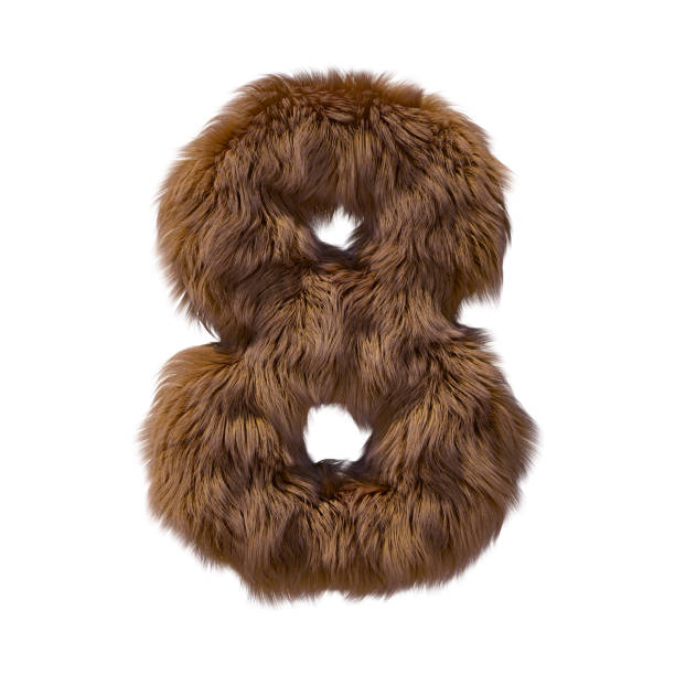 istock Brown teddy bear fur alphabet number 8 isolated on white background. 3D illustration. 1357323792