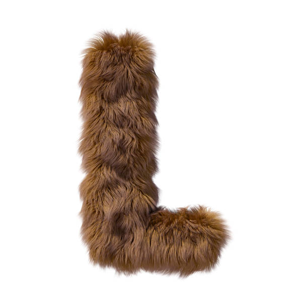 Brown teddy bear fur alphabet letter isolated on white background. 3D illustration.