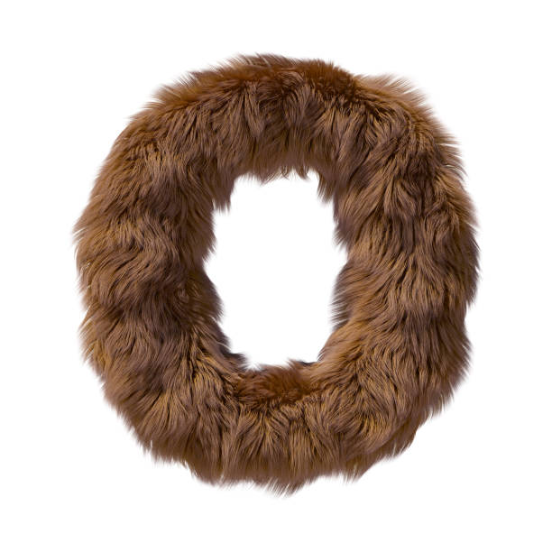 Brown teddy bear fur alphabet letter isolated on white background. 3D illustration.
