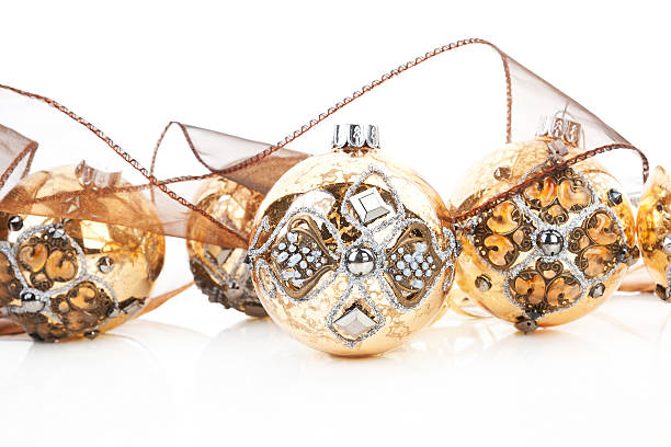 istock Luxurious golden christmas balls. 135732461