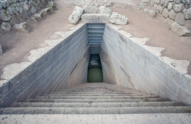 nuraghe santa cristina, sardegna, italia - nuragic foto e immagini stock