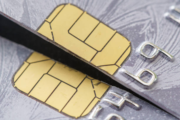 istock Split contact area of bank card 1357332308