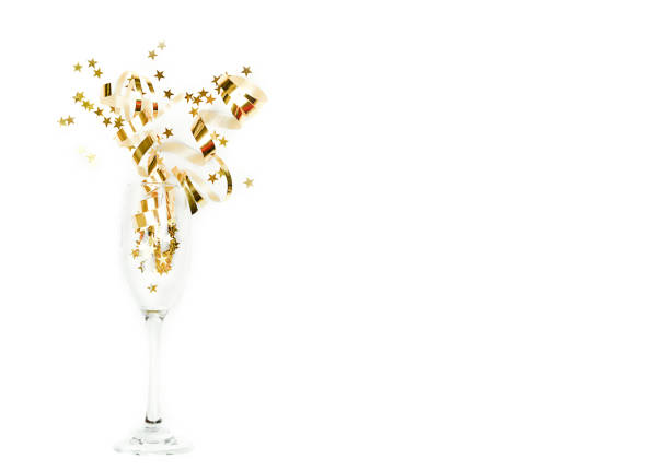 istock A composition of one glass with a Christmas decor. Top view. 1357334282