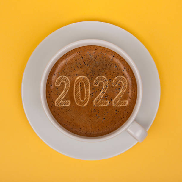istock Happy New Year 2022 on Coffee Cup 1357334437