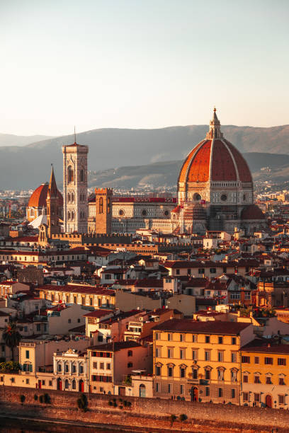 view of "santa maria del fiore" cathedral in firenze, tuscany, italy. - vertical architecture imagens e fotografias de stock