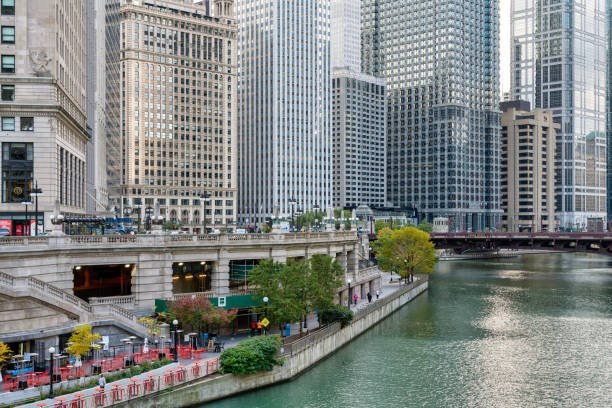 istock Chicago architecture along the Chicago River 1357343215