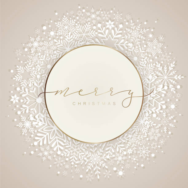 życzenia świąteczne nad wieńcem z płatka śniegu - beautiful backgrounds creativity elegance stock illustrations