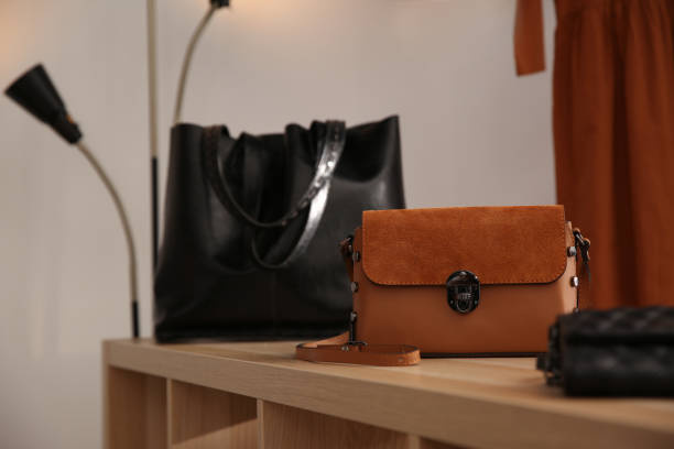 istock Elegant bags on display in luxury boutique 1357345126