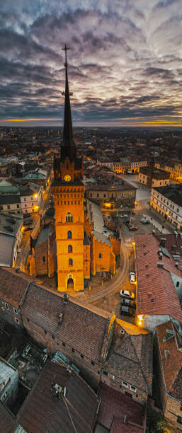 istock Tarnow City in Poland. Old Town Drone Vertical Panorama 1357348253