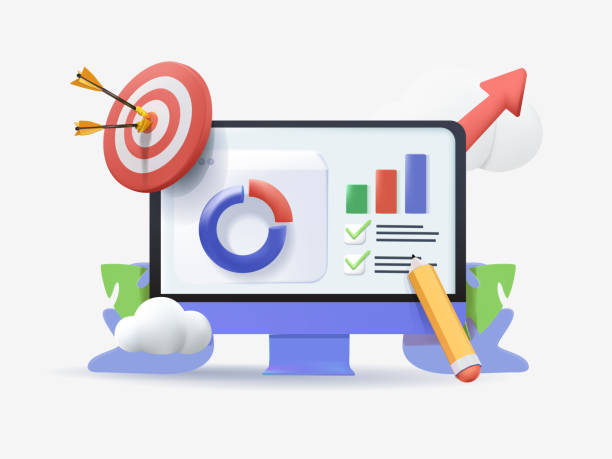 Business strategy. Landing page template. Business analysis, content strategy and management concept. 3D Web Vector. Business strategy. Landing page template. Business analysis, content strategy and management concept. 3D Web Vector Illustrations free to edit. Business analyst application, crypto trading analysis. cloud computing diagram stock illustrations