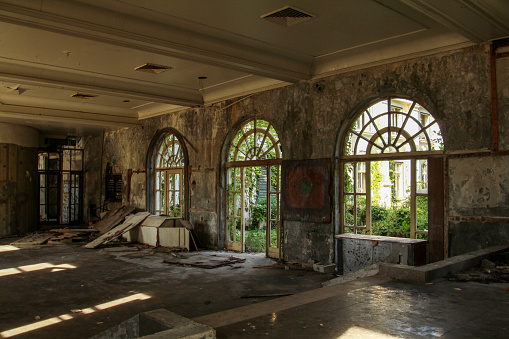 Abandoned former hotel near Dubrovnik in Croatia, left during Jugoslavian war 1991