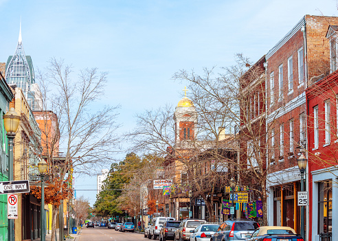Mobile, Alabama, USA - Dauphin street in historic district.