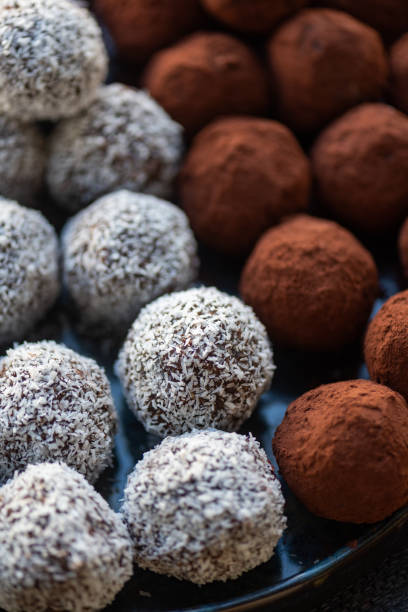istock Black and White - Raw Cocoa and Coconut Balls 1357361734
