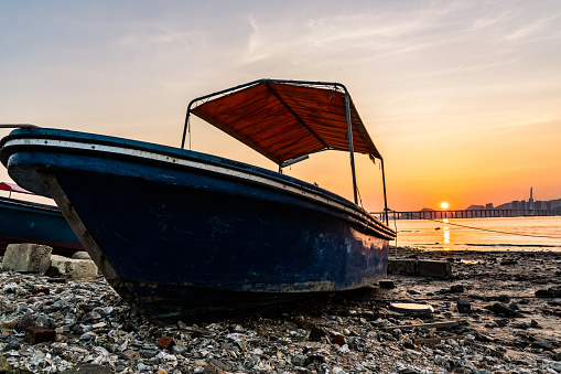 Sunset beach in Lau Fau Shan, Hong Kong