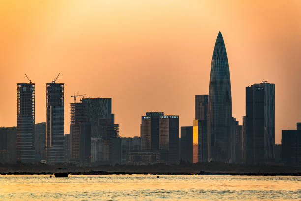 Modern city waterfront downtown skyline, China