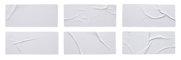 istock Blank paper sticker label set isolated on white background 1357364959