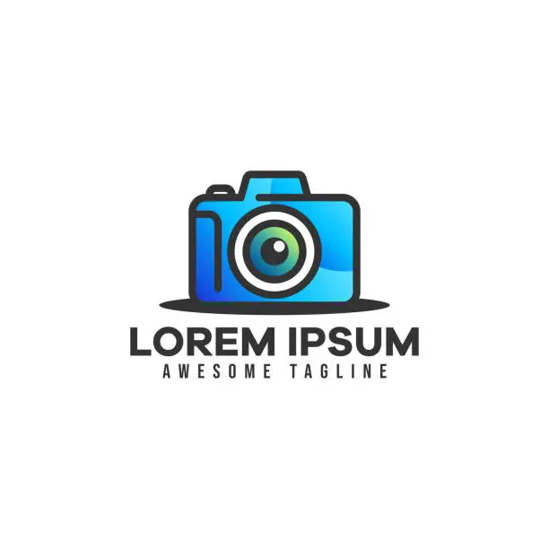 Vector illustration of Camera photography logo. Blue color vector illustration is suitable for a photography logo template.