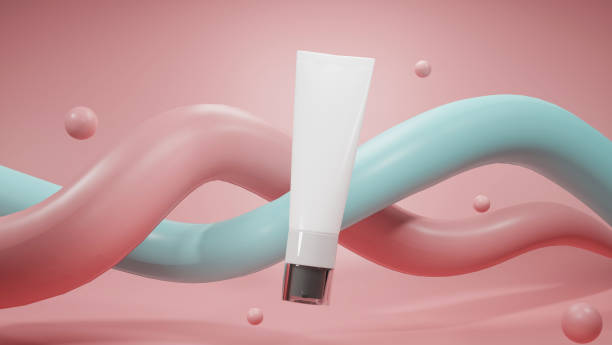 istock White tube mockup on pastel abstract geometric background. 1357376953