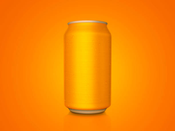 istock Orange aluminum can with isolated on orange background 1357377778