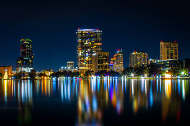 Orlando skyline at Christmas stock photo