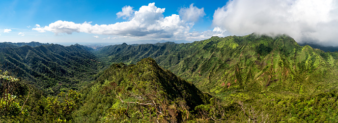 Panorama of the mountains in central Oahu, Hawaii