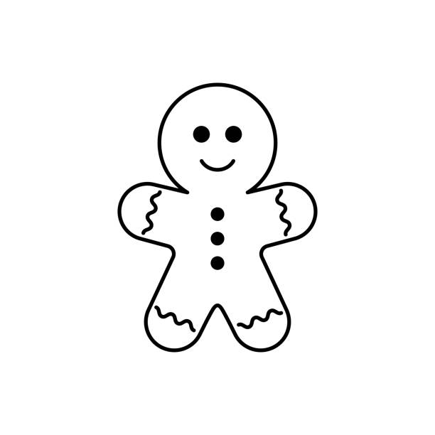 illustrazioni stock, clip art, cartoni animati e icone di tendenza di vector gingerbread man icona su sfondo bianco - omino di pan di zenzero