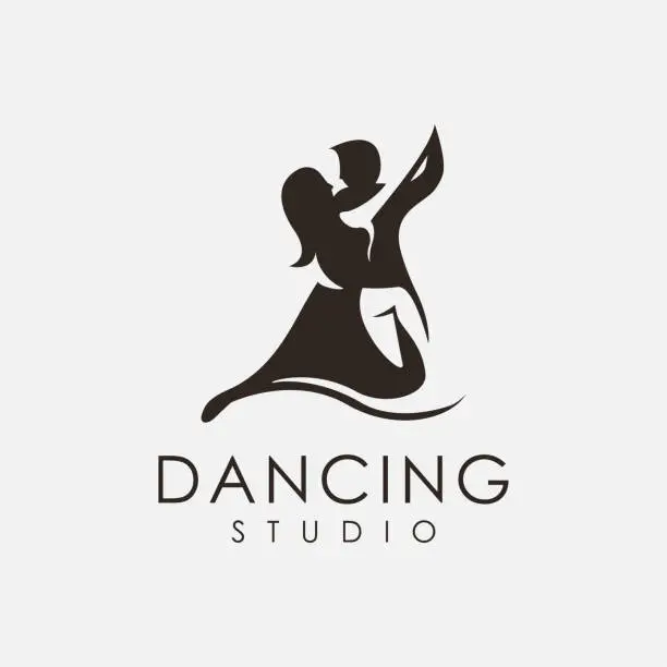 Vector illustration of Couple dancing studio symbol vector icon template on white background