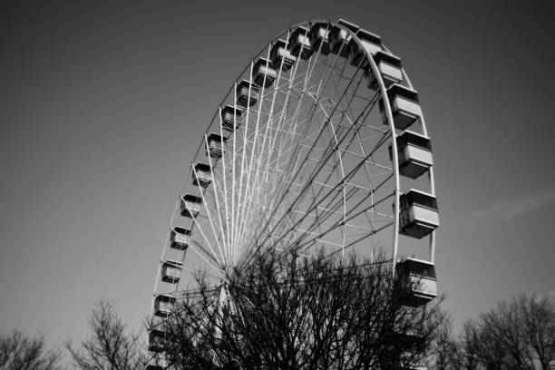 Details of a big Ferris wheel. Captured on 5th December in Brighton. The wheel is part of an open event; the Brighton Christmas market 2021