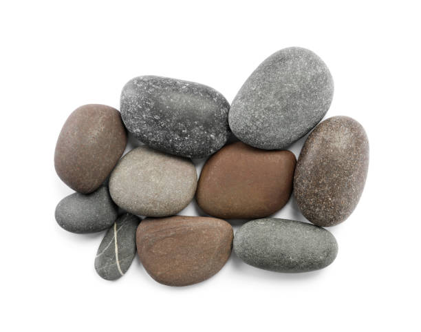 istock Spa stones on white background, top view 1357400465