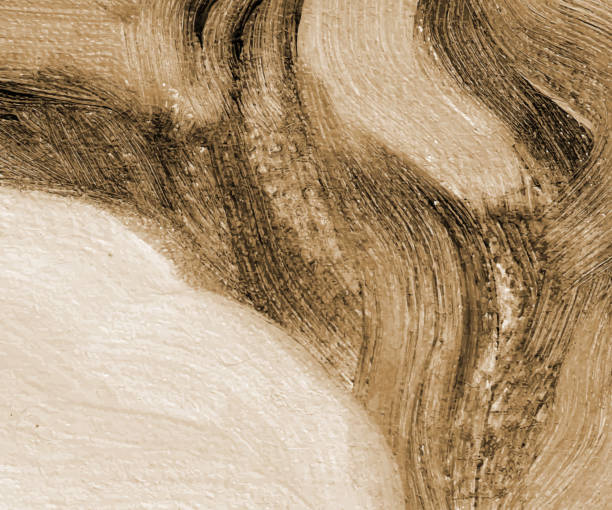 Abstract Background Sepia Antique White Oil Paint Abstract Background Sepia Antique White Oil Paint on canvas. Vector texture. Hand-drawn oil painting. Abstract art vector background. Fragment of artwork. Modern art. Canvas Texture. camel colored stock illustrations