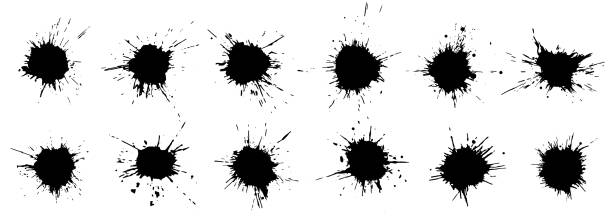 Set of beautiful ink blots, splats. Paint splashes. Vector illustration. Set of beautiful ink blots, splats. Paint splashes. Vector illustration. pareidolia stock illustrations